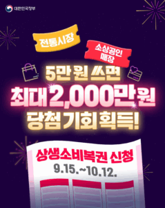 전통시장서 5만 원 쓰면 ‘2000만 원’ 당첨 기회! 상생소비복권 참여 방법