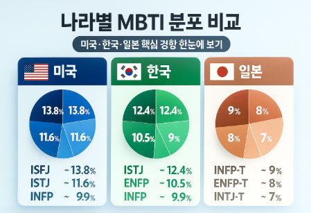나라별 MBTI 분포 비교 | 미국·한국·일본 핵심 경향 2025 1 나라별 MBTI