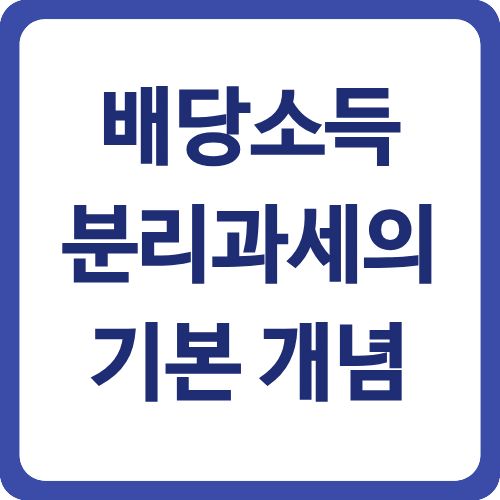 배당소득 분리과세의 기본 개념