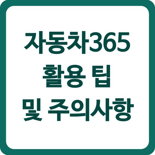 자동차365 활용 팁 및 주의사항