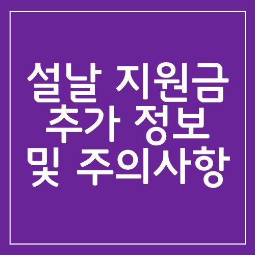 설날 지원금 추가 정보 및 주의사항