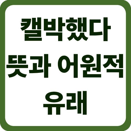 캘박했다 뜻과 어원적 유래