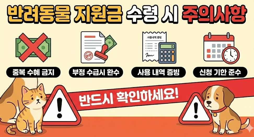 반려동물 지원금 수령 시 주의사항