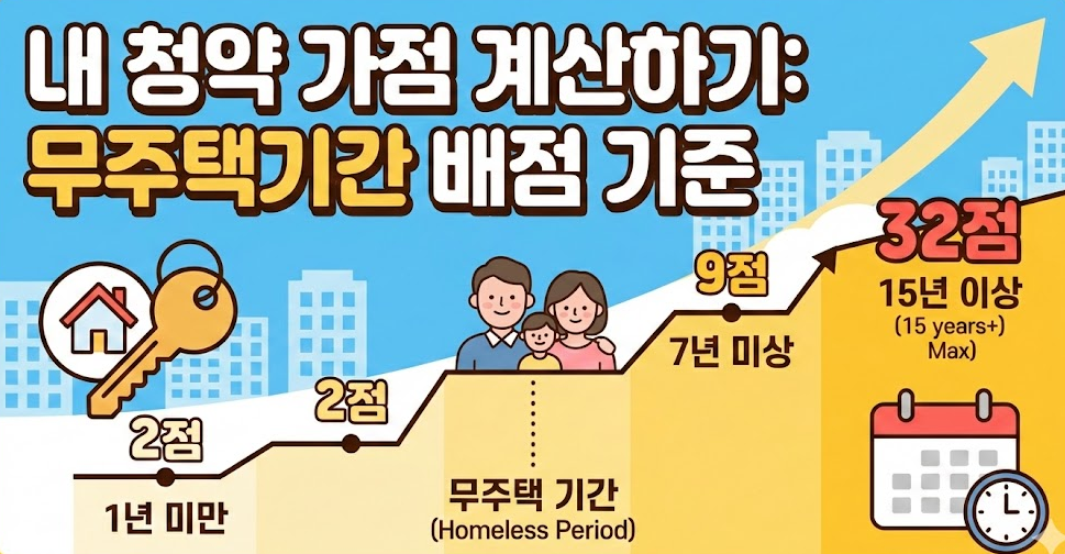 내 청약 가점 계산하기: 무주택기간 배점 기준