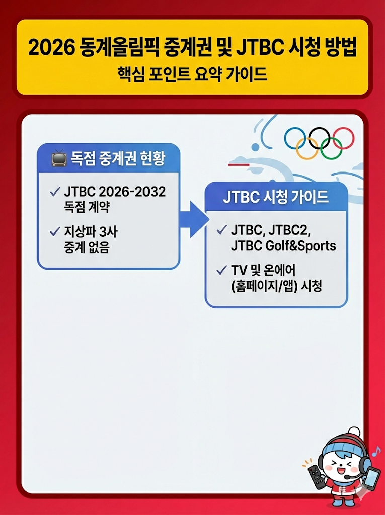 2026 동계올림픽 중계권 및 JTBC 시청 방법