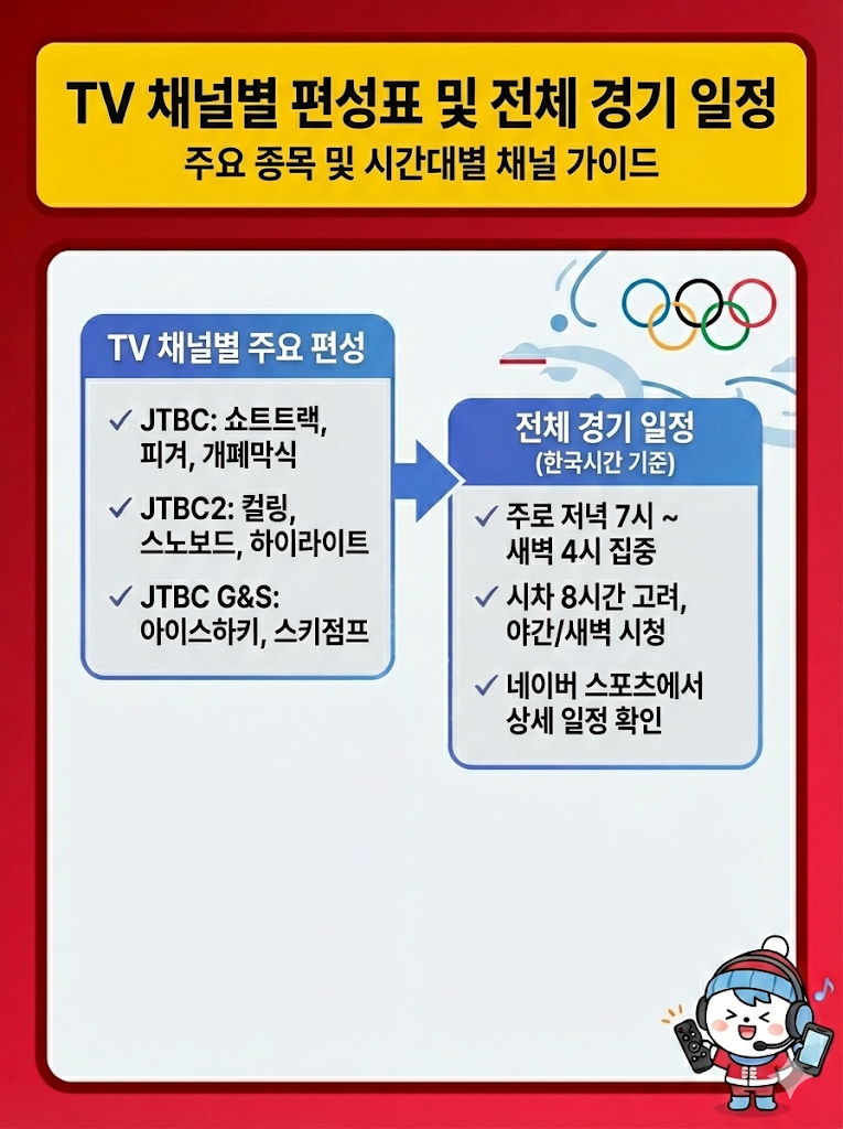 TV 채널별 편성표 및 전체 경기 일정