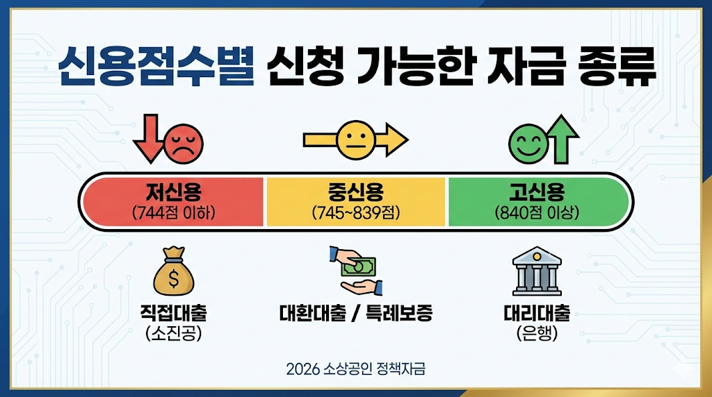 신용점수별 신청 가능한 자금 종류