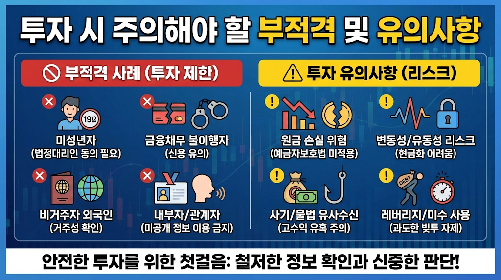 투자 시 주의해야 할 부적격 및 유의사항