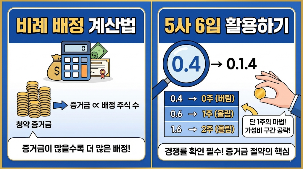 비례 배정 계산법과 5사 6입 활용하기