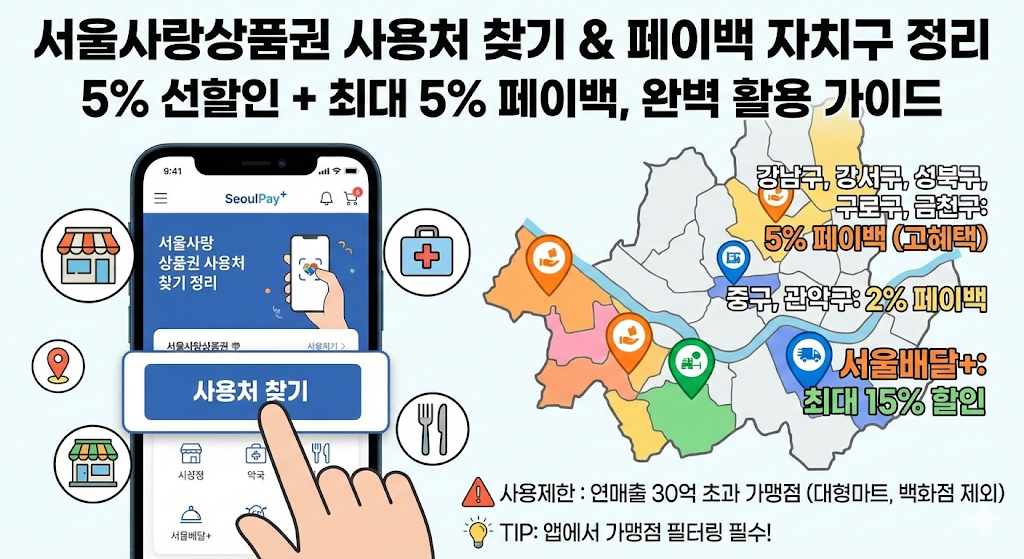 서울사랑상품권 사용처 찾기 및 페이백 자치구 정리