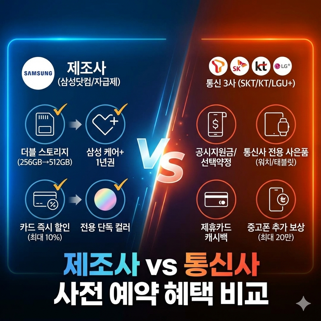 제조사 및 통신사별 사전 예약 혜택 비교