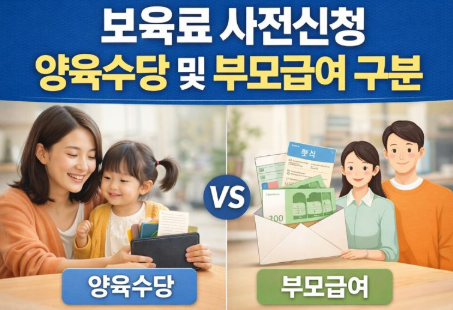 보육료 사전신청 양육수당 및 부모급여 구분