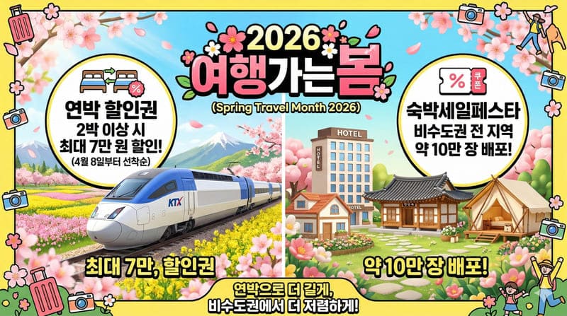 2026 여행가는 봄: 기차 100% 환급 및 숙박세일페스타 혜택 총정리 - Gemini Generated Image 4yx2lj4yx2lj4yx2 2 1