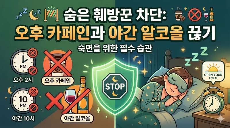 숨은 훼방꾼 차단: 오후 카페인과 야간 알코올 끊기