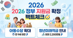 2026년 정부 지원금 및 복지제도 핵심 요약