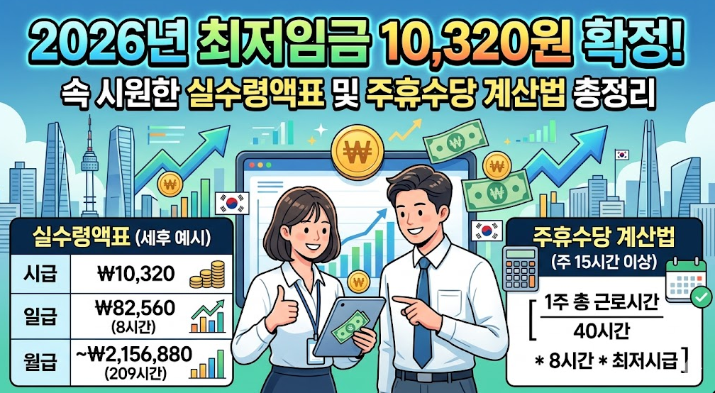 시원한 실수령액표 및 주휴수당 계산법