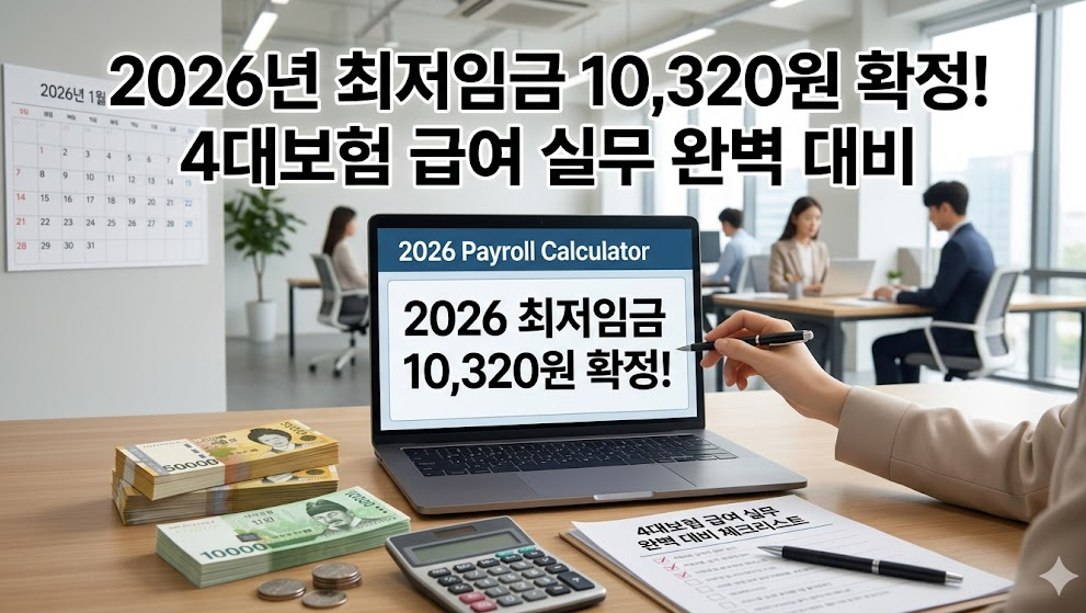 2026년 최저임금 10,320원 확정! 4대보험 급여 실무 완벽 대비