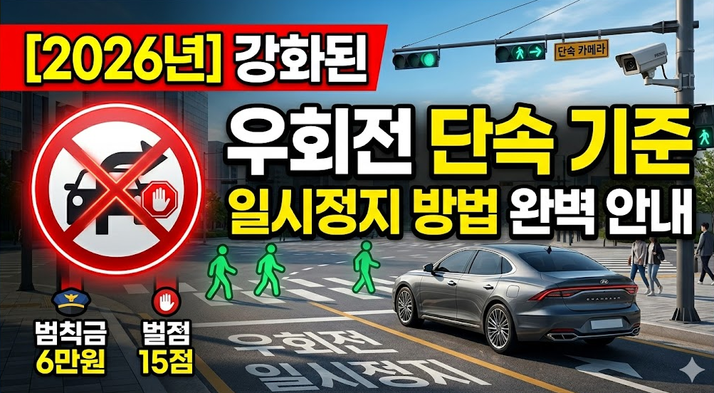 우회전 단속 기준 및 일시정지 완벽 정리