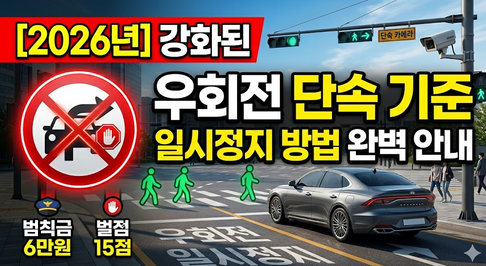 우회전 단속 기준 및 일시정지 완벽 정리