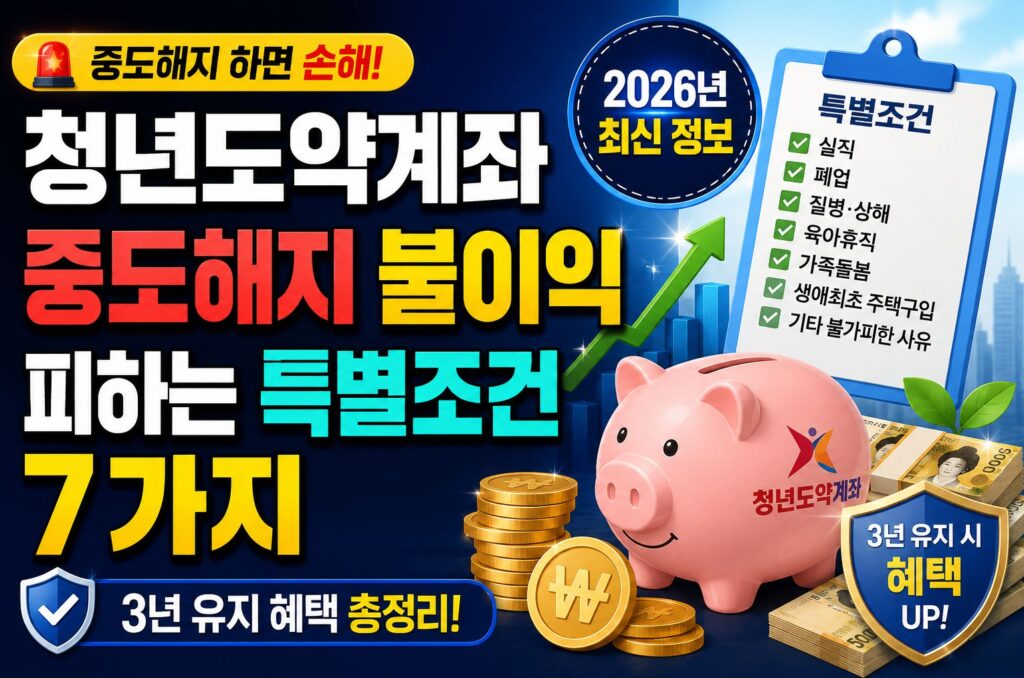 청년도약계좌 중도해지 불이익 피하는 특별조건 7가지와 3년 유지 혜택 (2026년)