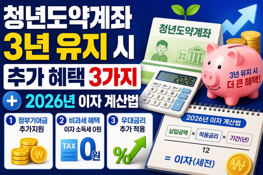 청년도약계좌 3년 유지 시 추가 혜택 3가지와 2026년 이자 계산법
