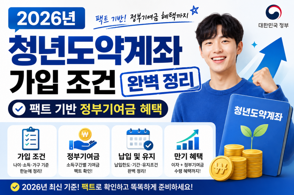 2026년 청년도약계좌 가입 조건 완벽 정리 (팩트 기반 정부기여금 혜택)