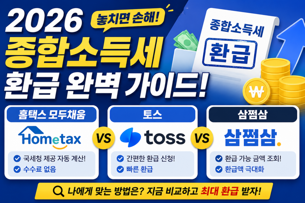2026 종합소득세 환급 완벽 가이드! 홈택스 모두채움, 토스, 삼쩜삼 비교