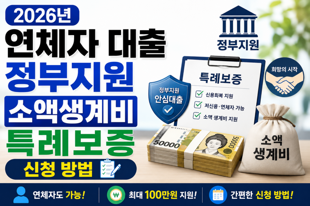 2026년 연체자 대출 정부지원 소액생계비 특례보증 신청 방법