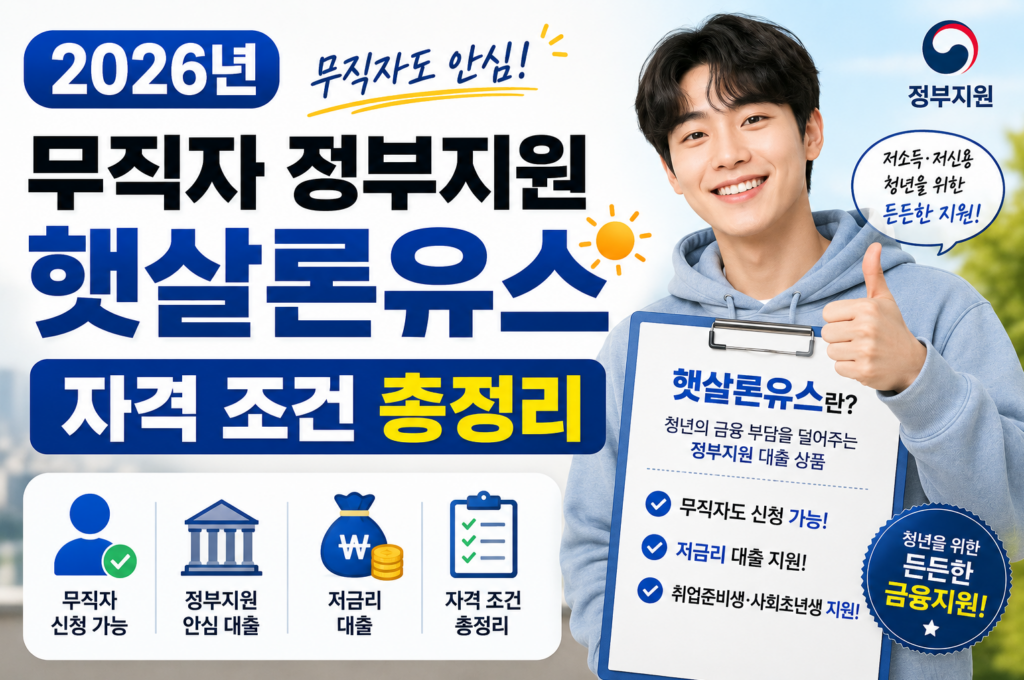 2026년 무직자도 안심! 무직자 정부지원 햇살론유스 자격 조건 총정리