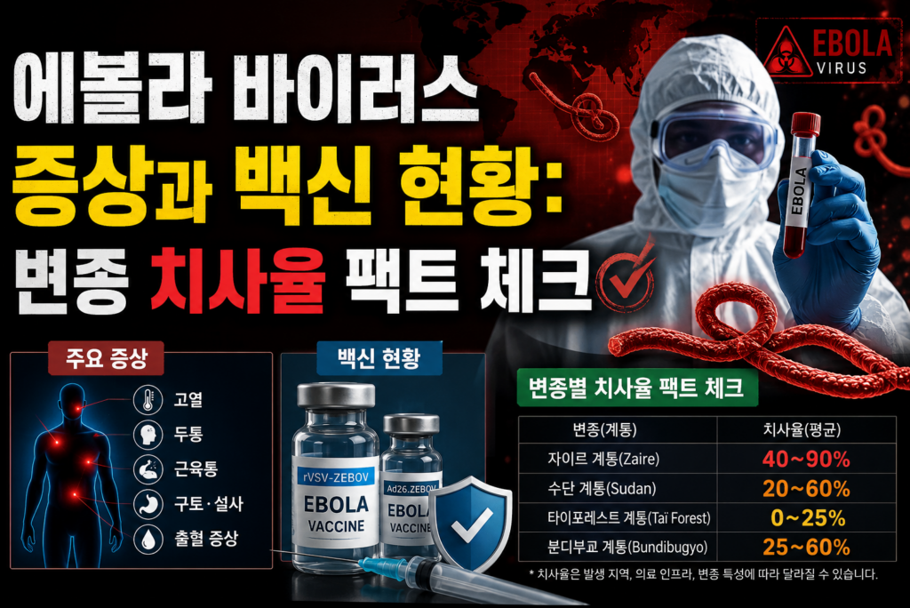 에볼라 바이러스 증상과 백신 현황: 변종 치사율 팩트 체크