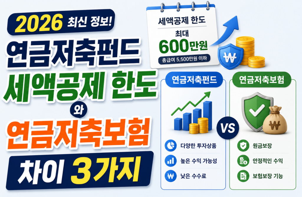 연금저축펀드 세액공제 한도와 연금저축보험 차이 3가지