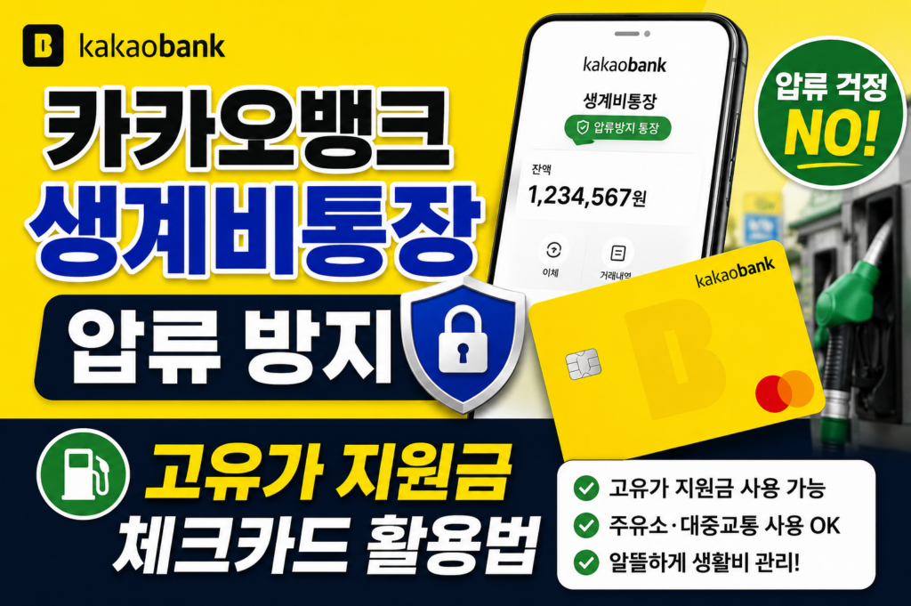 카카오뱅크 생계비통장 압류 방지 및 고유가 지원금 체크카드 활용법