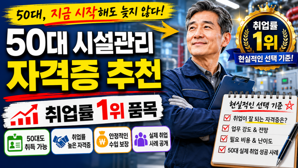 50대 시설관리 자격증 추천, 취업률 1위 품목 현실적인 선택 기준