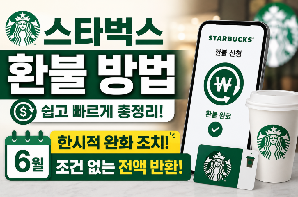 스타벅스 환불 방법 및 6월 한시적 조건 없는 전액 반환 완화 조치
