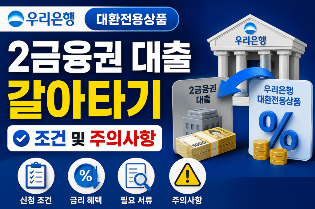 우리은행 대환전용상품: 2금융권 대출 갈아타기 조건 및 주의사항