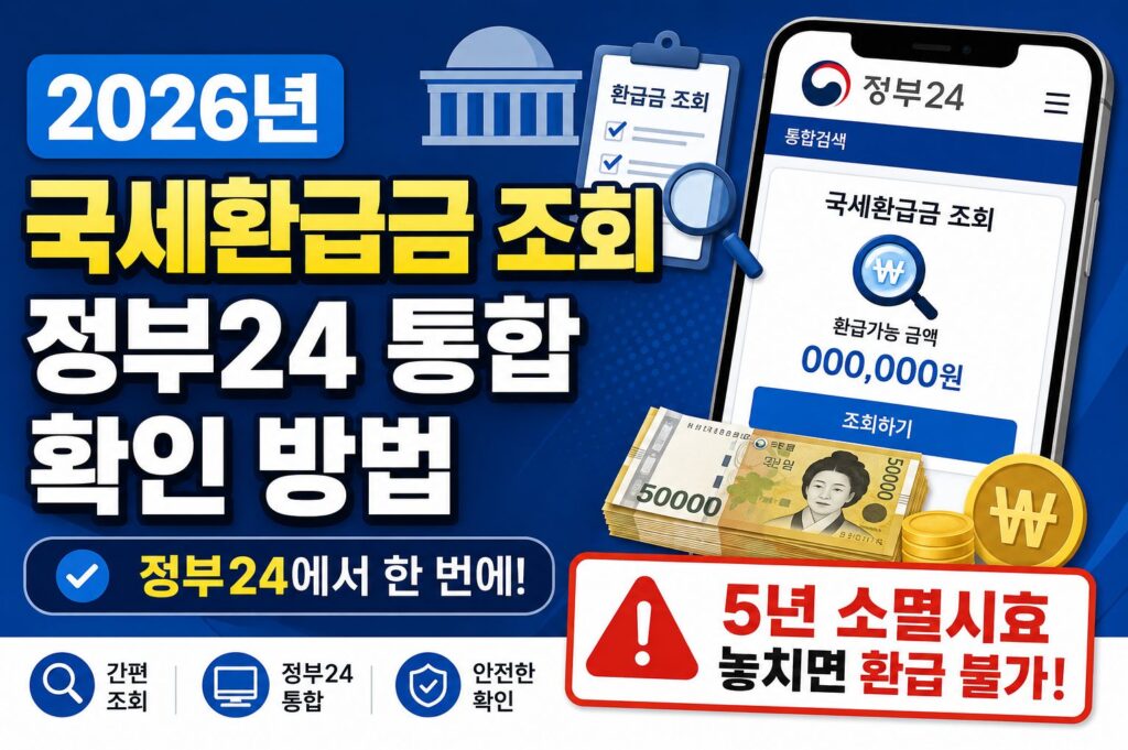 2026년 국세환급금 조회 정부24 통합 확인 방법과 5년 소멸시효 주의사항