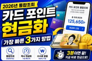 카드 포인트 현금화 가장 빠른 3가지 방법 (2026년 통합조회)