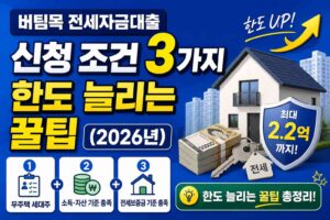 버팀목 전세자금대출 신청 조건 3가지와 한도 늘리는 꿀팁 (2026년)