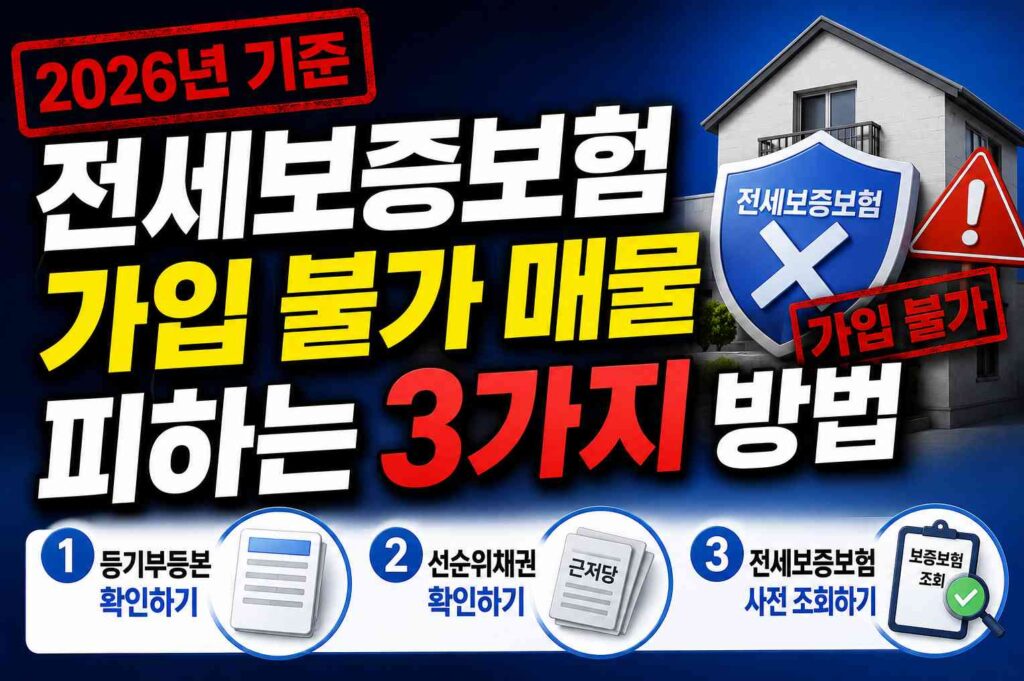 전세보증보험 가입 불가 매물 피하는 3가지 방법 (2026년 기준)