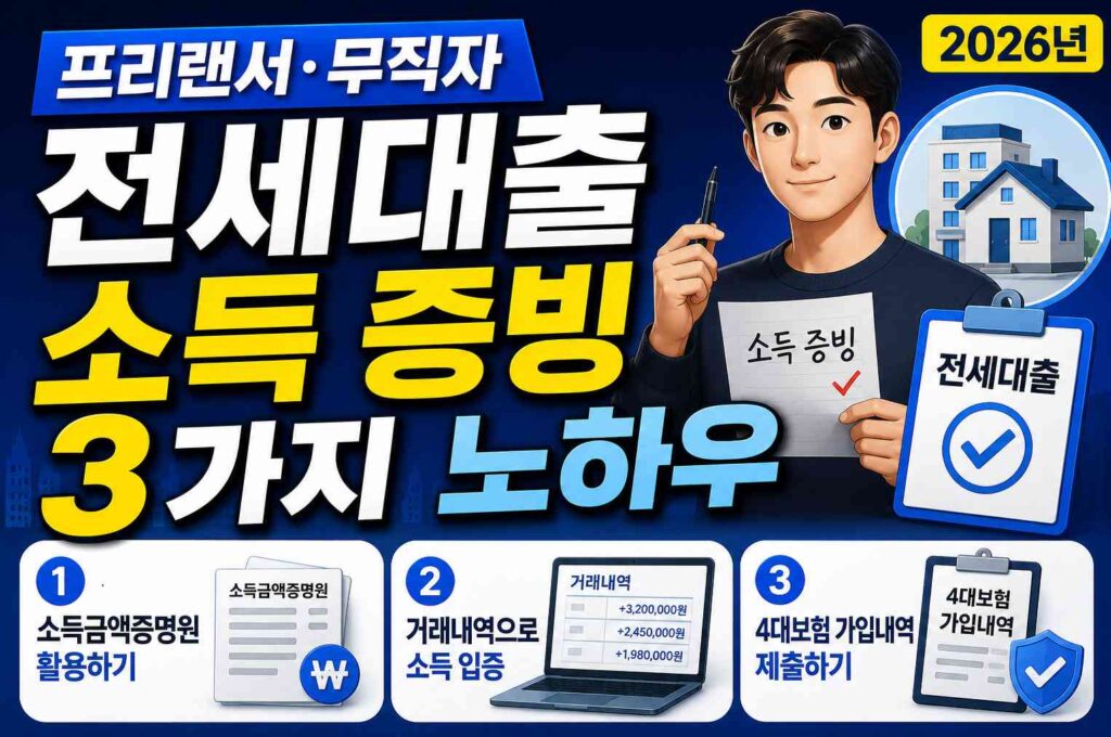 프리랜서 무직자 전세대출 소득 증빙 3가지 노하우 (2026년)