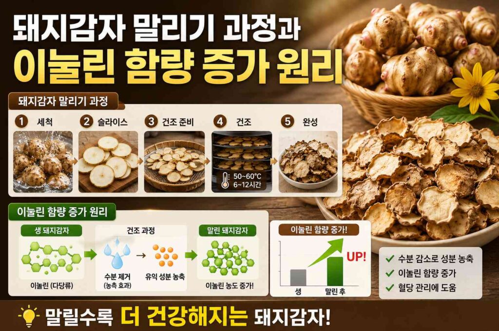 돼지감자 말리기 과정과 이눌린 함량 증가 원리