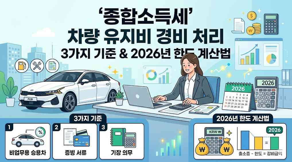 종합소득세 차량 유지비 경비 처리 기준 3가지와 2026년 한도 계산법