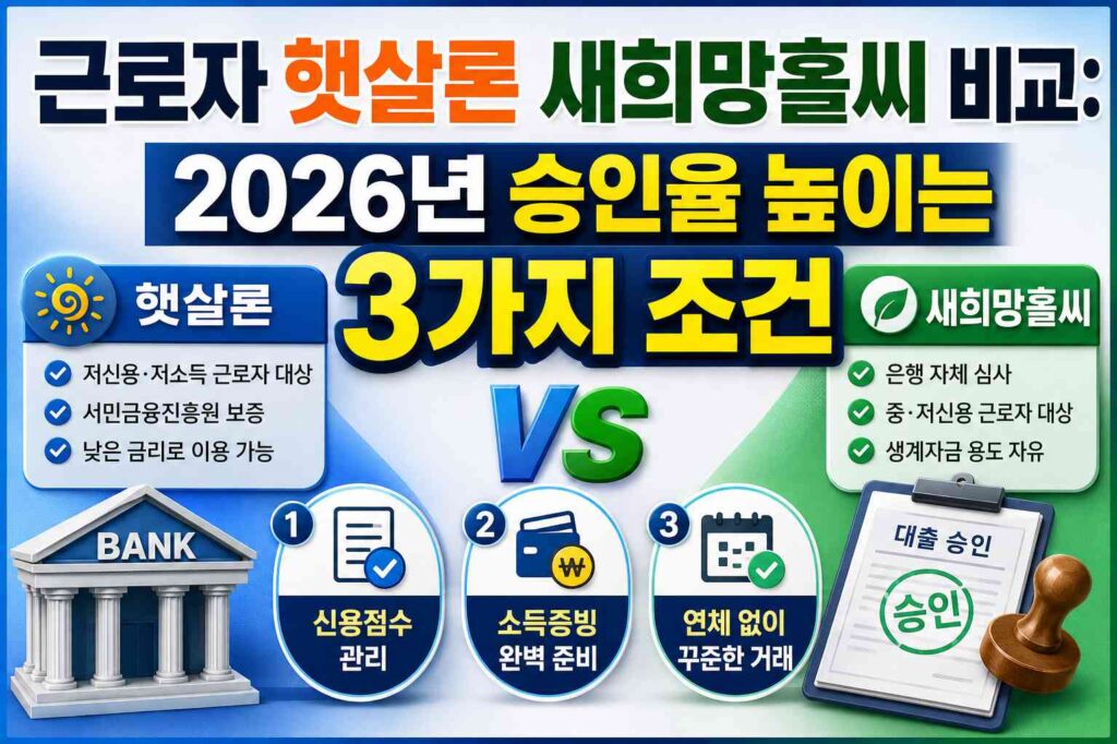 근로자 햇살론 새희망홀씨 비교: 2026년 승인율 높이는 3가지 조건