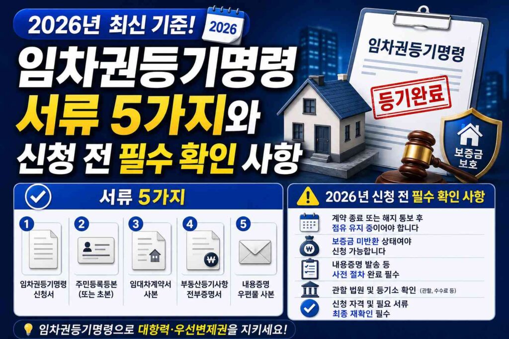 임차권등기명령 서류 5가지와 2026년 신청 전 필수 확인 사항
