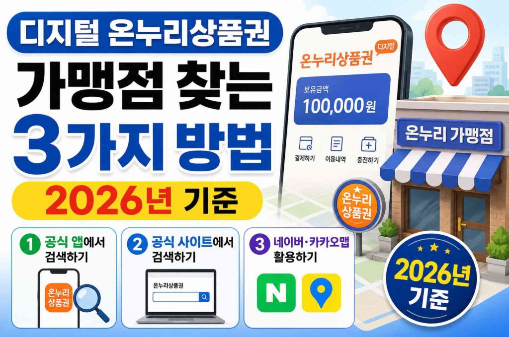 디지털 온누리상품권 가맹점 찾는 3가지 방법과 2026년 기준