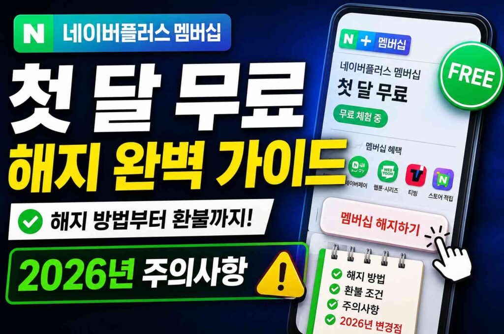 네이버플러스 멤버십 첫 달 무료 해지 완벽 가이드와 2026년 주의사항
