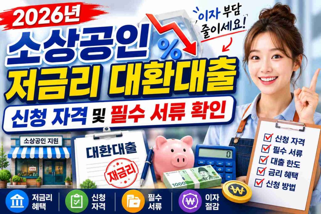 2026년 소상공인 저금리 대환대출 신청 자격 및 필수 서류 확인