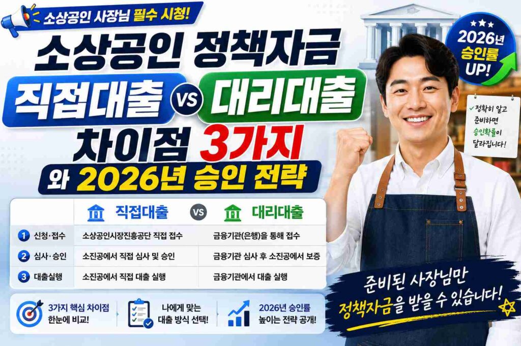 소상공인 정책자금 직접대출 대리대출 차이점 3가지와 2026년 승인 전략