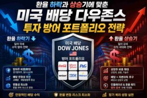 환율 하락과 상승기에 맞춘 미국 배당 다우존스 투자 방어 포트폴리오 전략 시각화