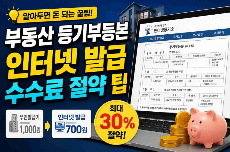 부동산 등기부등본 인터넷 발급 수수료 절약 팁